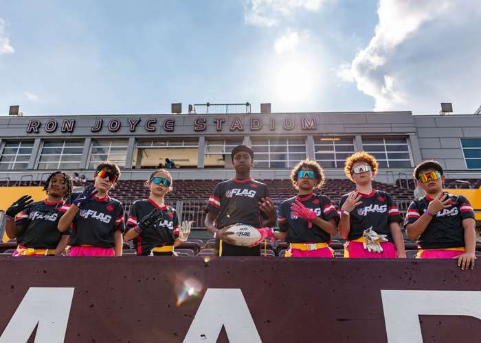 HAMILTON, ON - Jun. 28, 2025: NFL Flag Regionals in flag football action at McMaster University.