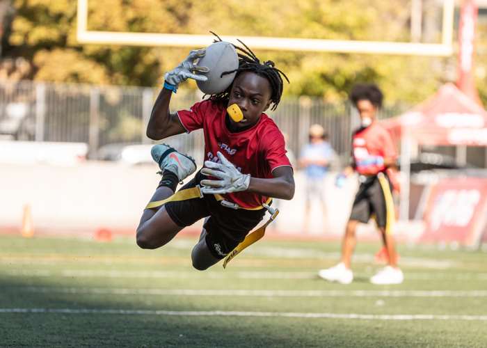 TORONTO, ON - Oct. 5, 2025: NFL Flag Championship in flag football action on October 3, 4, and 5 at North Toronto Collegiate Institute.