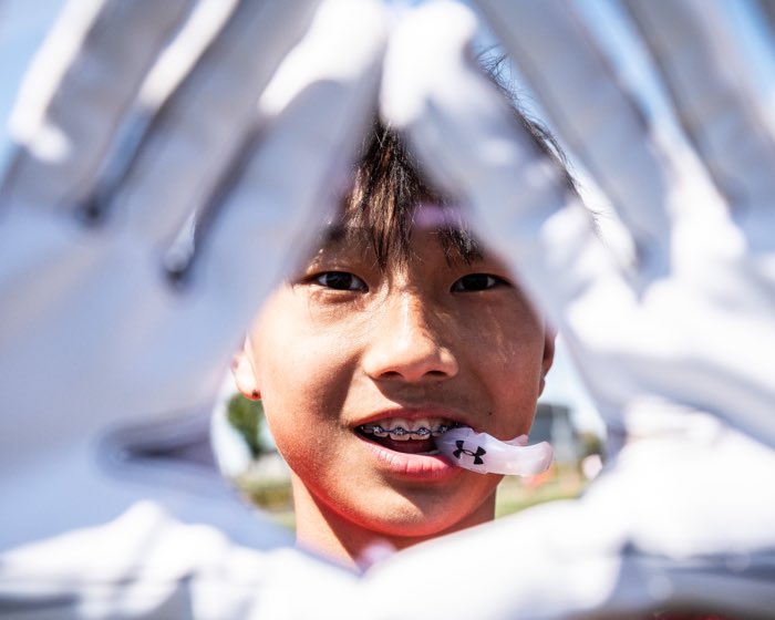 REGINA, SK: REGINA, SK, MAY 8, 2024: A player poses for the camera during the Canadian NFL Flag Regionals.
