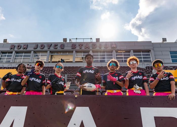 HAMILTON, ON, Jun. 28, 2025: NFL Flag Regionals in flag football action at McMaster University.