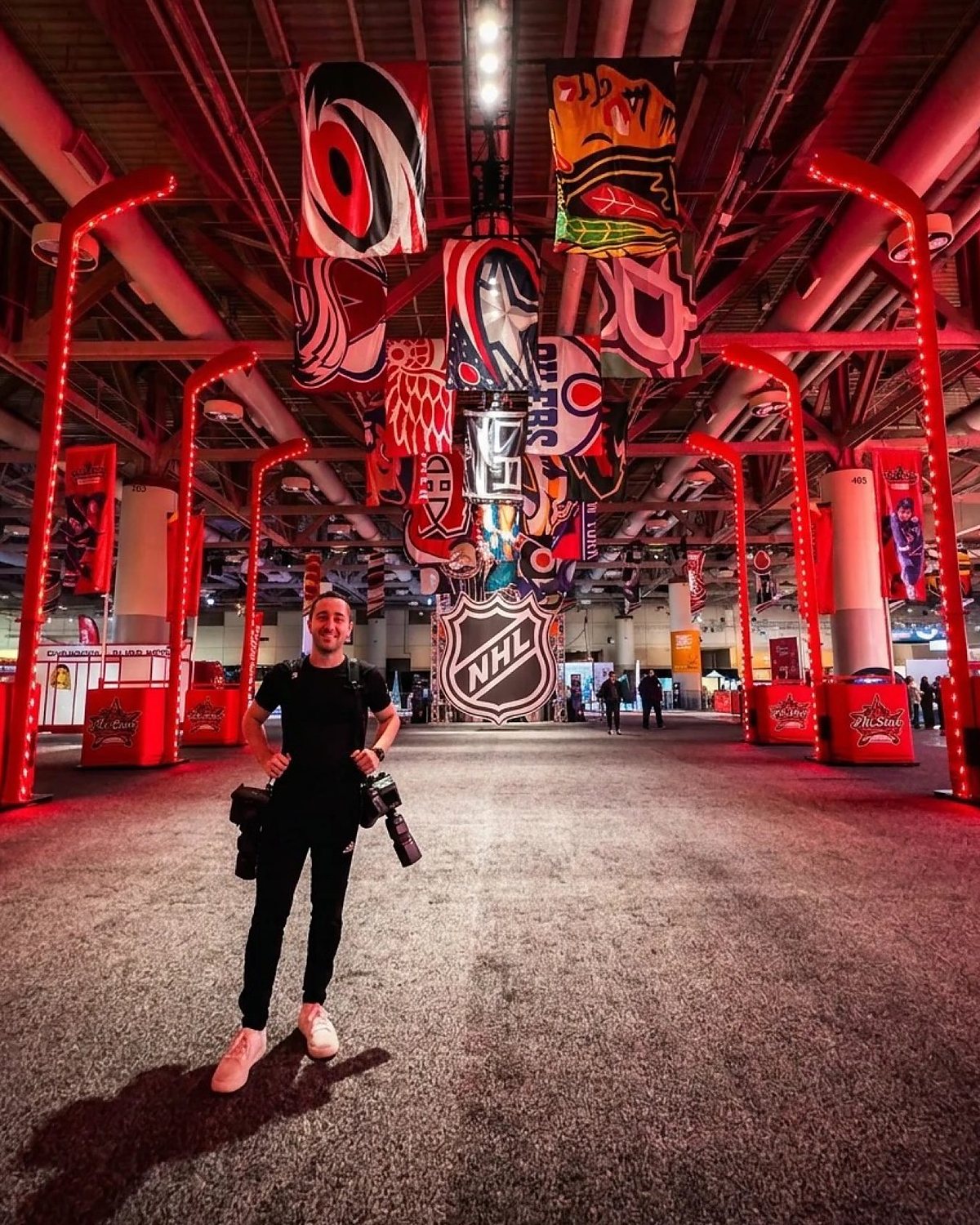 Kevin Raposo with his cameras at NHL All-Star Weekend
