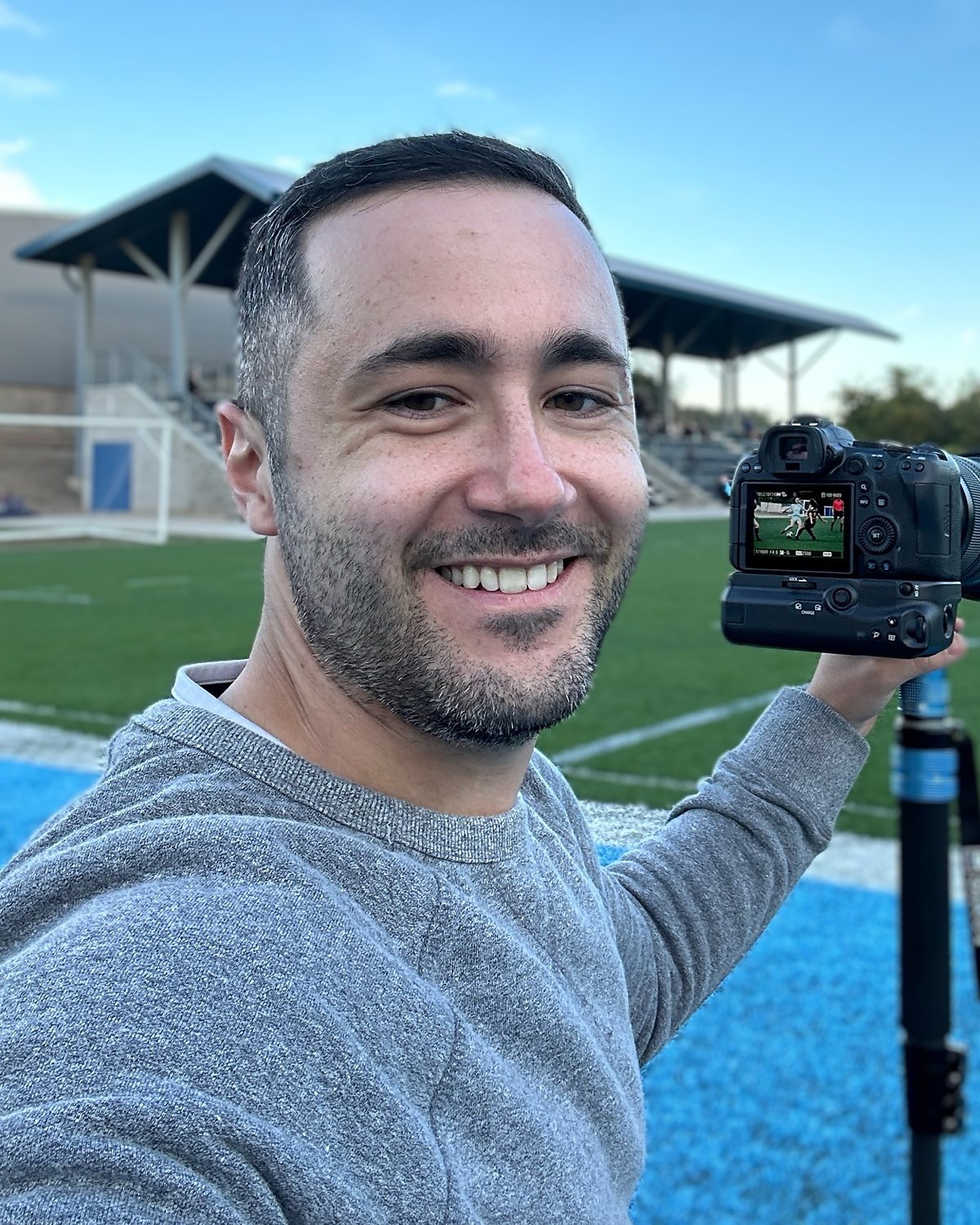 Kevin Raposo photographing a soccer match in the Greater Toronto Area