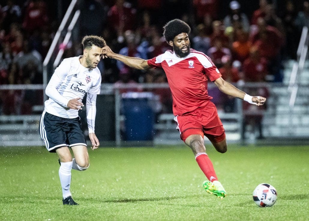 Sports Photography – League1 Ontario Championship Final, Men's Soccer, London FC and Masters FA in Vaughan, Ontario, Canada at Ontario Soccer Centre