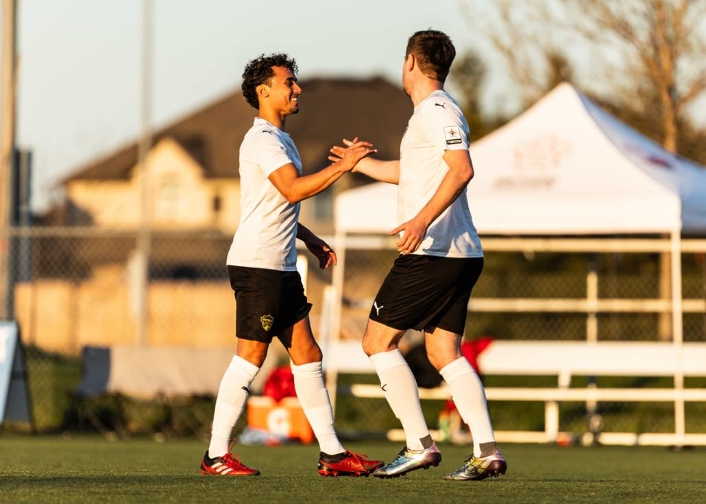 League1 Ontario soccer action between North Mississauga SC and Waterloo United on May 9, 2025 at RIM Park in Waterloo
