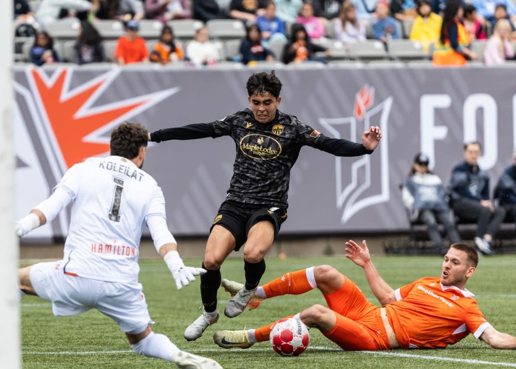 Canadian Premier League soccer action between Atlético Ottawa and Forge FC on May 13, 2025 at Hamilton Stadium in Hamilton