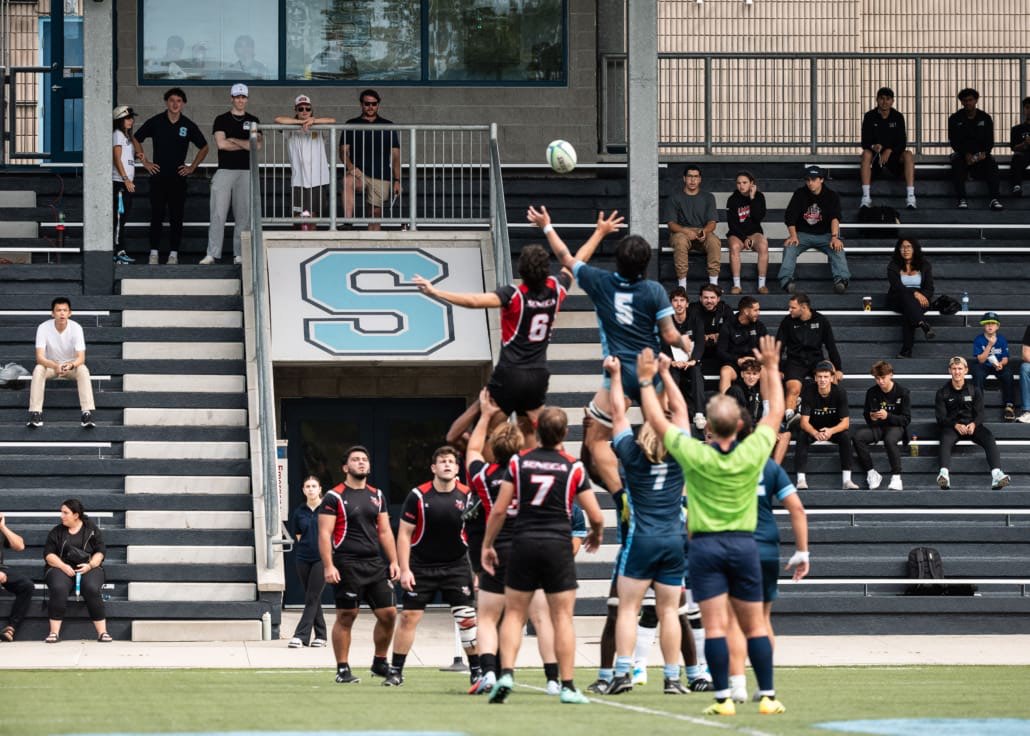 Ontario Colleges Athletic Association rugby game between the Sheridan Bruins and the Seneca Sting on September 27, 2025 at Sheridan College