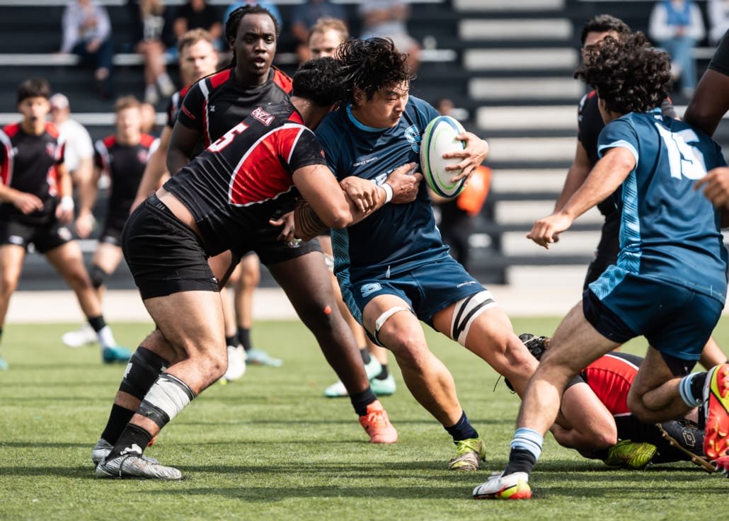 Ontario Colleges Athletic Association rugby game between the Sheridan Bruins and the Seneca Sting on September 27, 2025 at Sheridan College