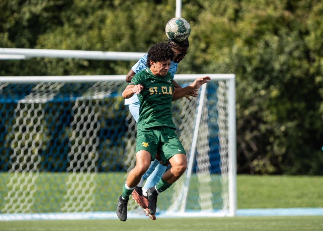 Ontario Colleges Athletic Association soccer action between the St. Clair Saints and Sheridan Bruins on September 27, 2025 at Sheridan College