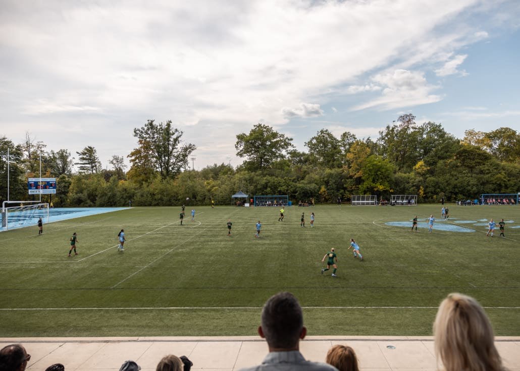 Ontario Colleges Athletic Association soccer action between the St. Clair Saints and Sheridan Bruins on September 27, 2025 at Sheridan College