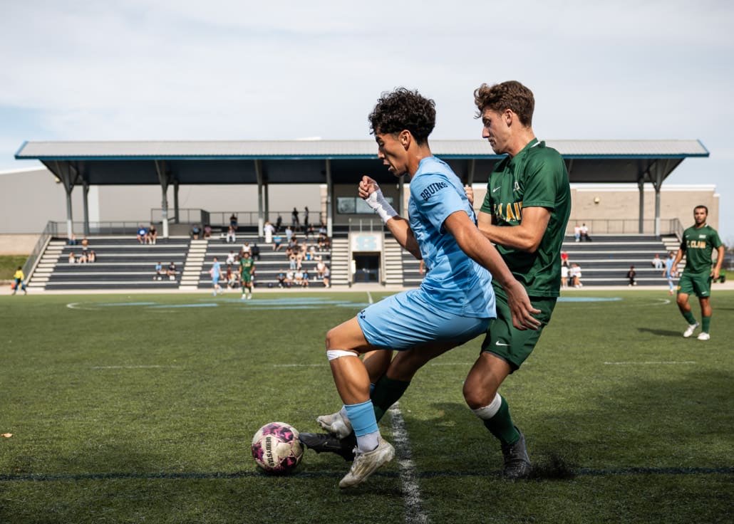 Ontario Colleges Athletic Association soccer action between the St. Clair Saints and Sheridan Bruins on September 27, 2025 at Sheridan College