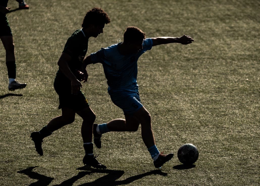 Ontario Colleges Athletic Association soccer action between the St. Clair Saints and Sheridan Bruins on September 27, 2025 at Sheridan College