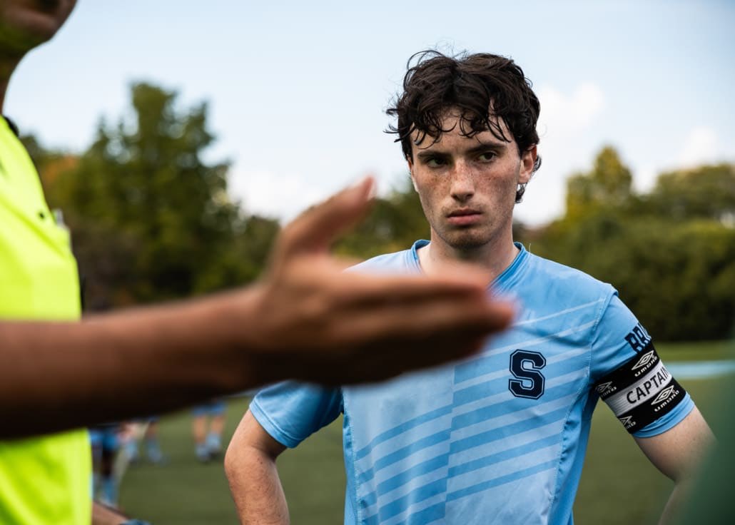 Ontario Colleges Athletic Association soccer action between the St. Clair Saints and Sheridan Bruins on September 27, 2025 at Sheridan College