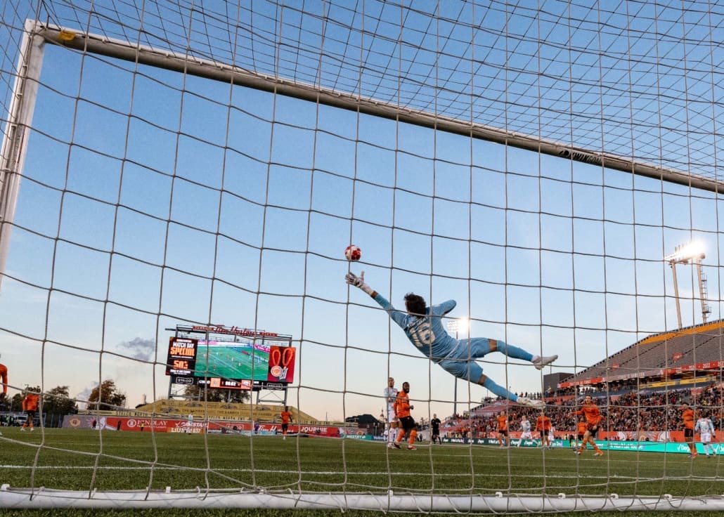 Canadian Premier League semi-final soccer action between Atlético Ottawa and Forge FC on November 2, 2024 at Tim Hortons Field in Hamilton