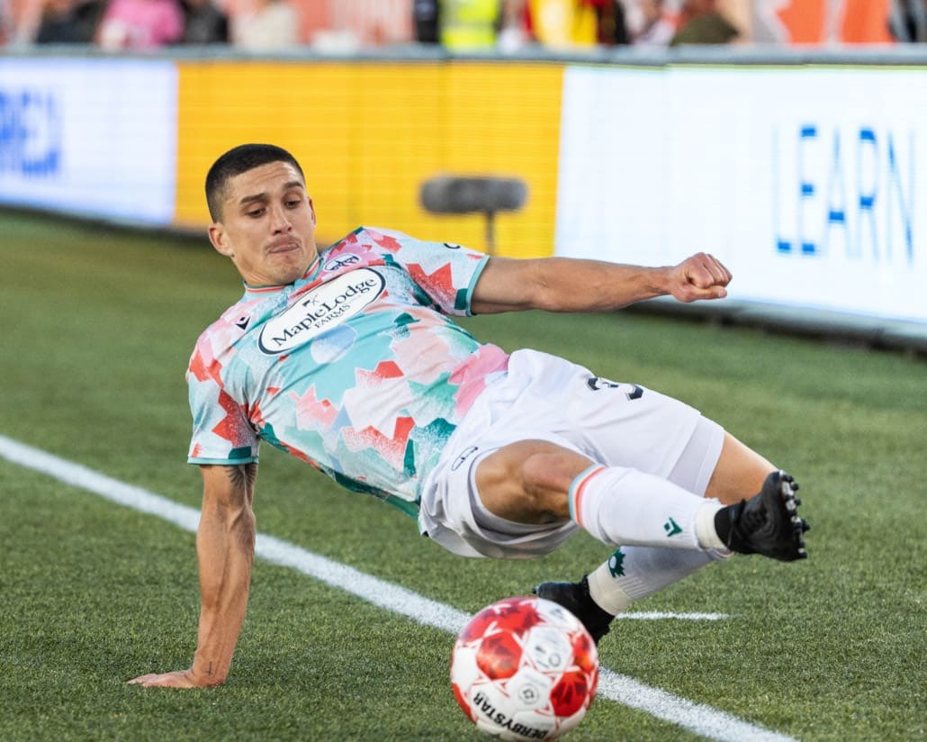 Canadian Premier League semi-final soccer action between Atlético Ottawa and Forge FC on November 2, 2024 at Tim Hortons Field in Hamilton