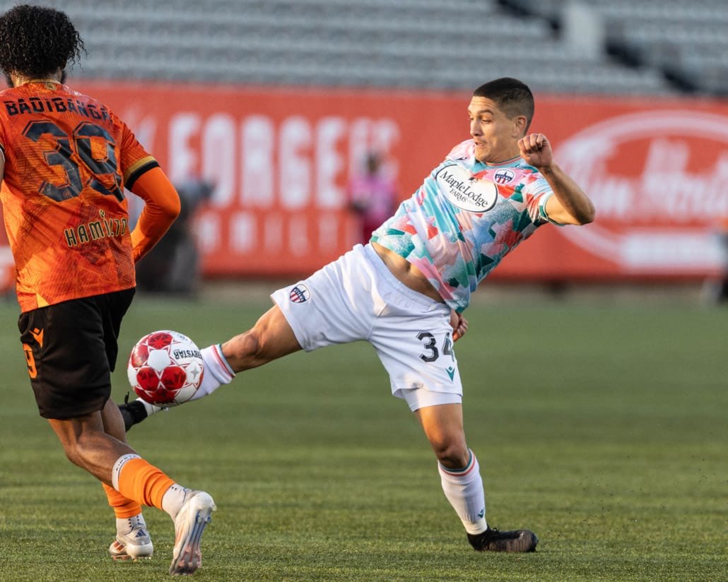 Canadian Premier League semi-final soccer action between Atlético Ottawa and Forge FC on November 2, 2024 at Tim Hortons Field in Hamilton
