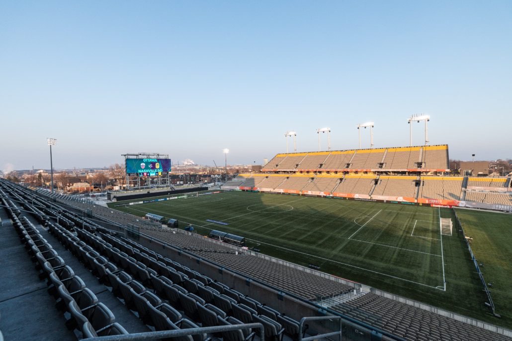 CONCACAF Champions Cup game between Nashville SC at Atlético Ottawa on February 17, 2026 at Hamilton Stadium in Hamilton