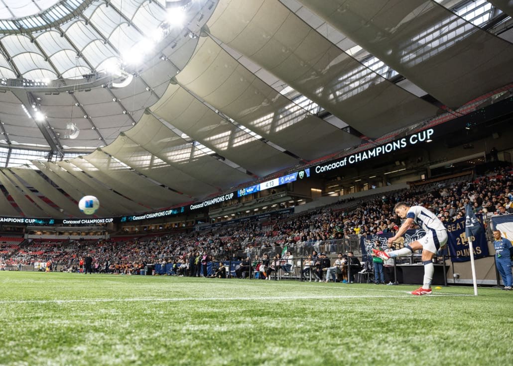 CONCACAF Champions Cup soccer action between Pumas UNAM and the Vancouver Whitecaps on April 2, 2025 at BC Place in Vancouver