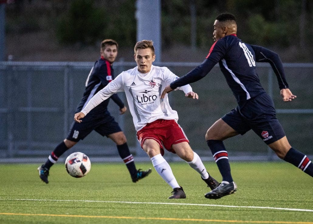 Sports Photography – League1 Ontario Playoffs, Men's Soccer, London FC and Vaughan Azzurri in Vaughan, Ontario, Canada at North Maple Regional Park