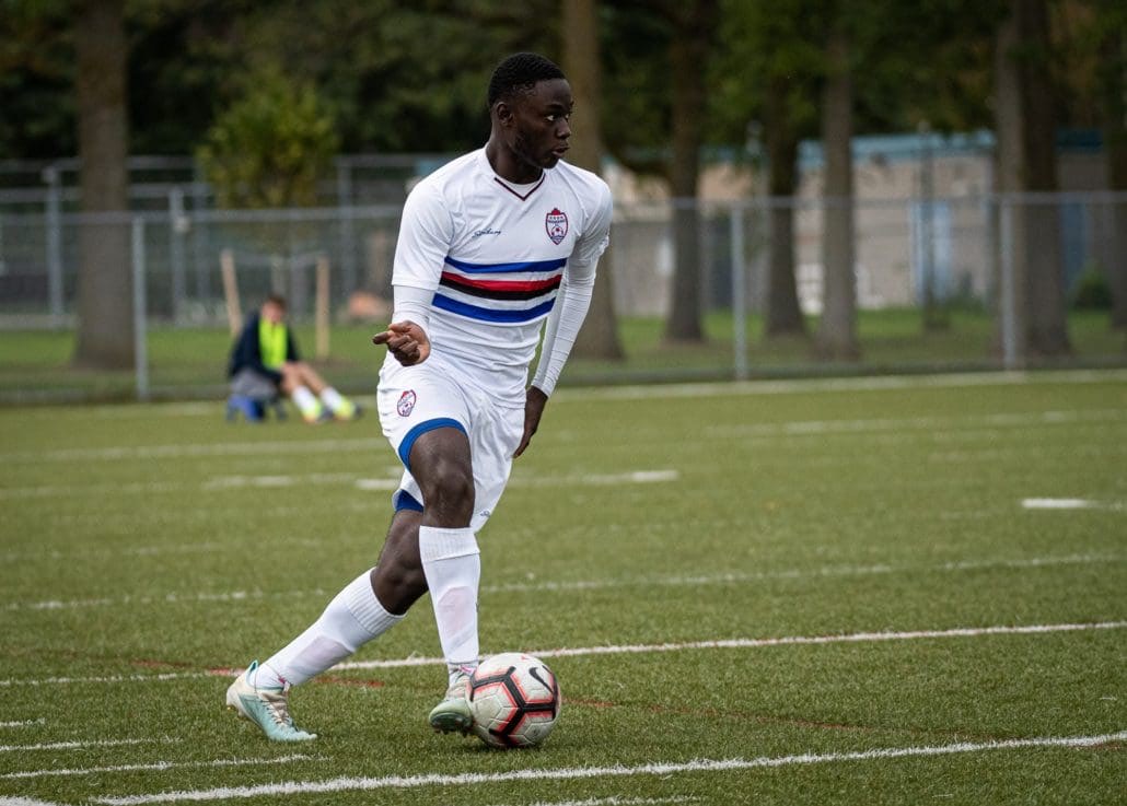 Sports Photography – League1 Ontario Playoffs, Men's Soccer, Woodbridge Strikers and Oakville Blue Devils in Oakville, Ontario, Canada at Bronte Athletic Park