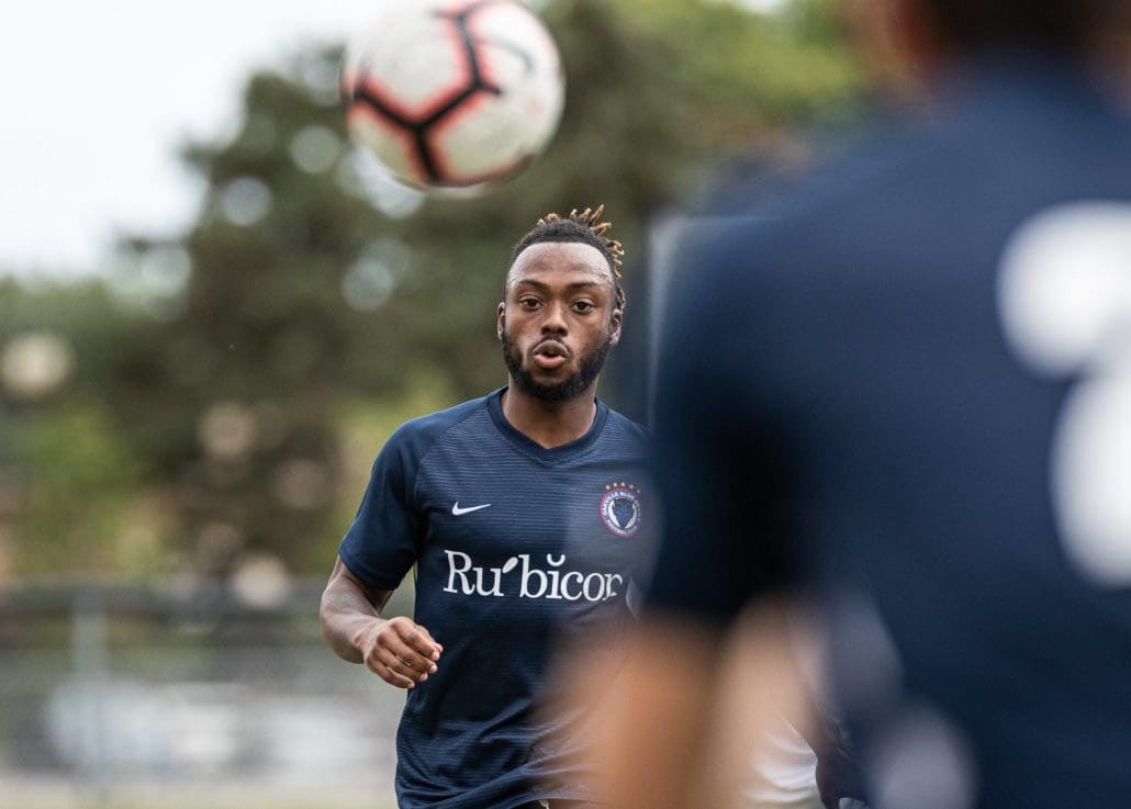 Sports Photography – League1 Ontario Playoffs, Men's Soccer, Woodbridge Strikers and Oakville Blue Devils in Oakville, Ontario, Canada at Bronte Athletic Park