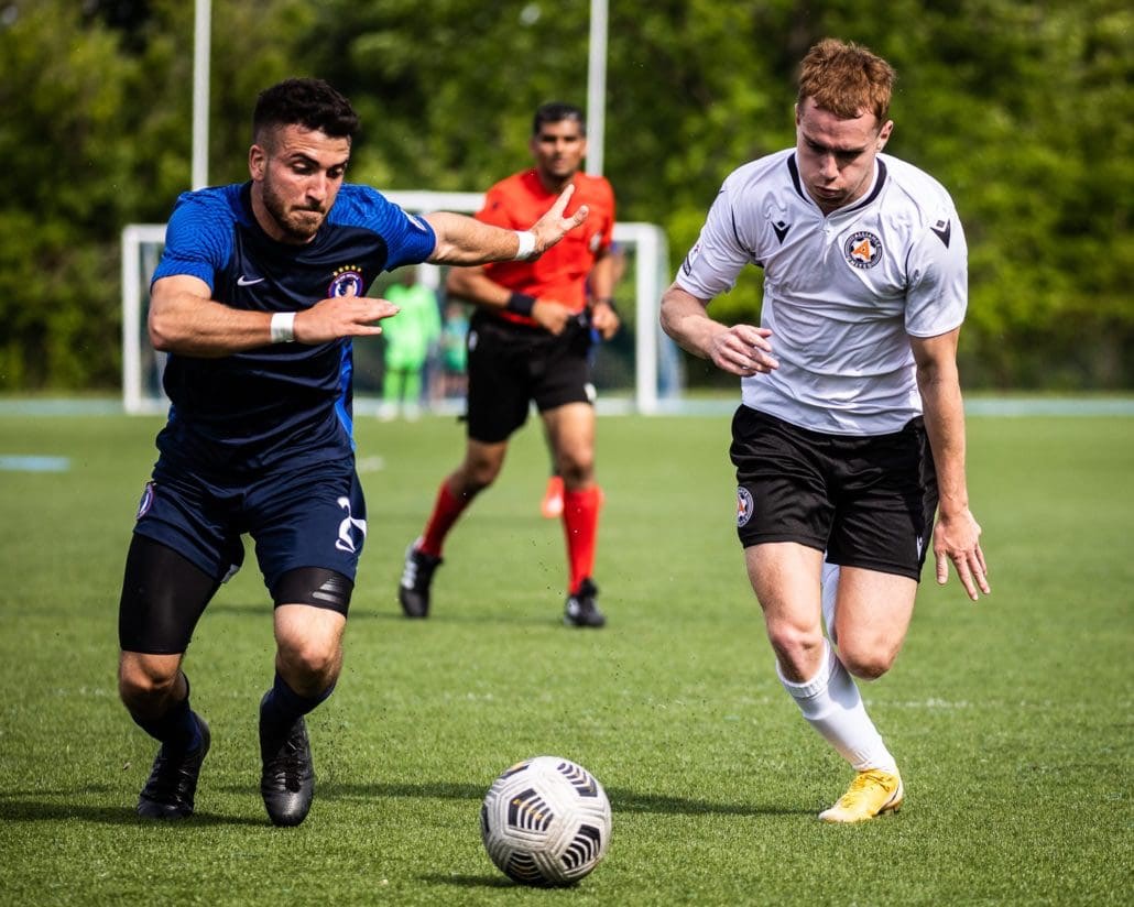 League1 Ontario soccer game between the Oakville Blue Devils and Alliance United