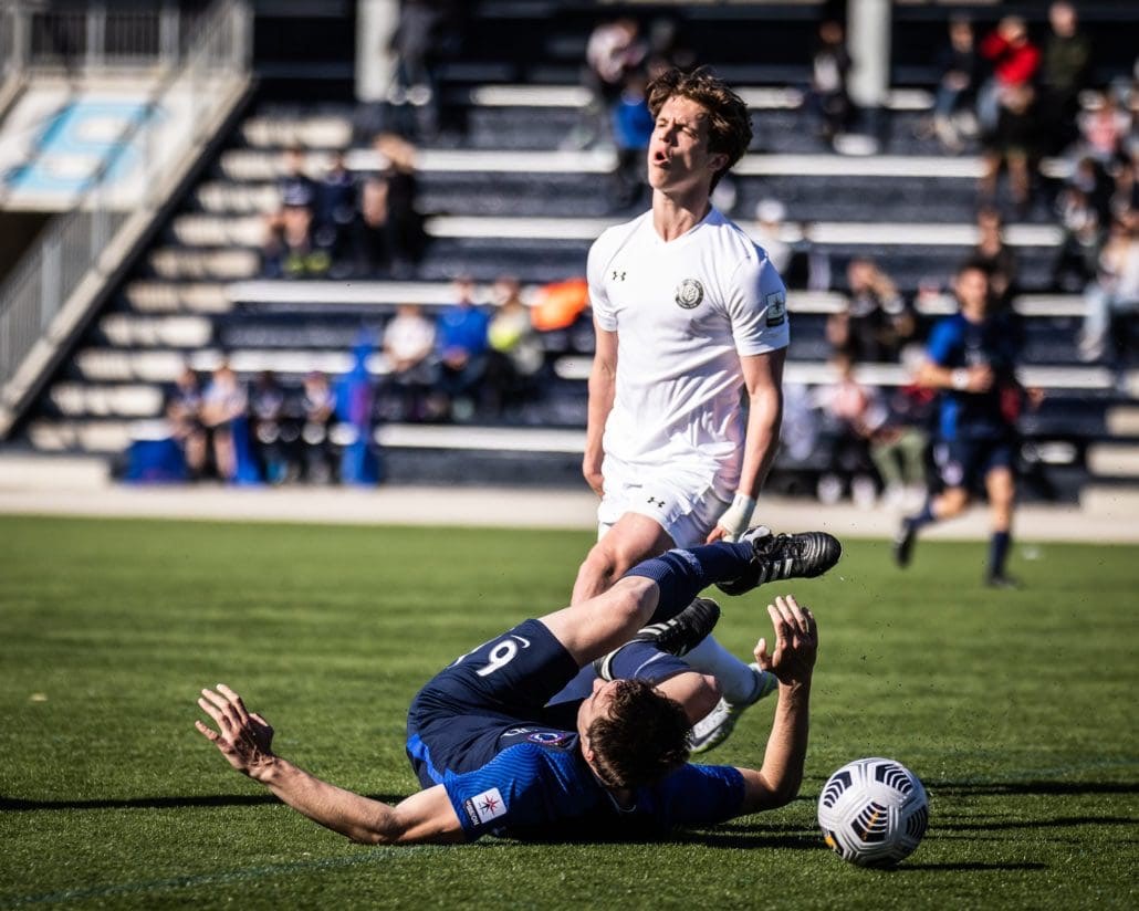 League1 Ontario soccer game between the Oakville Blue Devils and Pickering FC