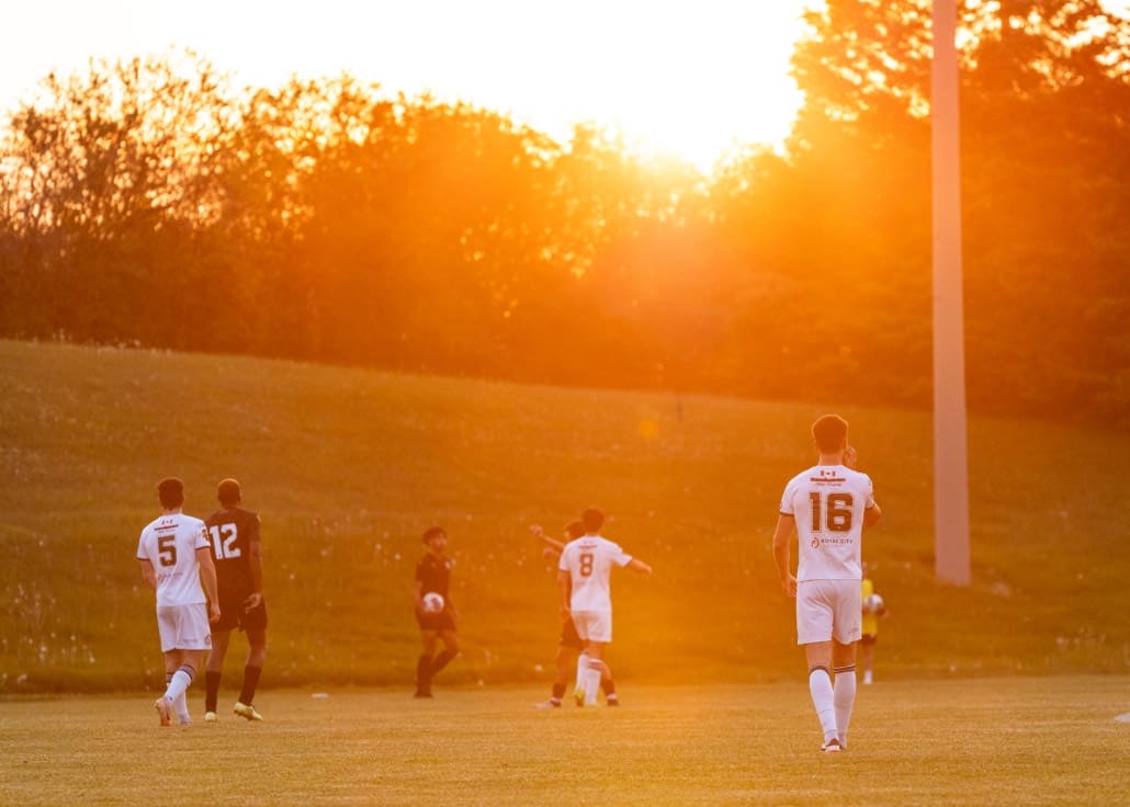 League1 Ontario soccer action between Borough FC and Guelph United on May 15, 2024 at Centennial Bowl in Guelph