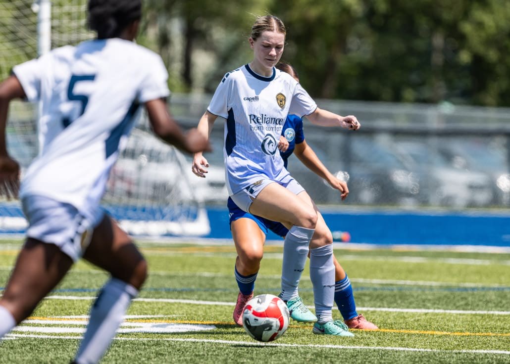 League1 Ontario soccer action between Burlington SC and Oakville SC on July 6, 2025 at Bronte Athletic Park in Oakville