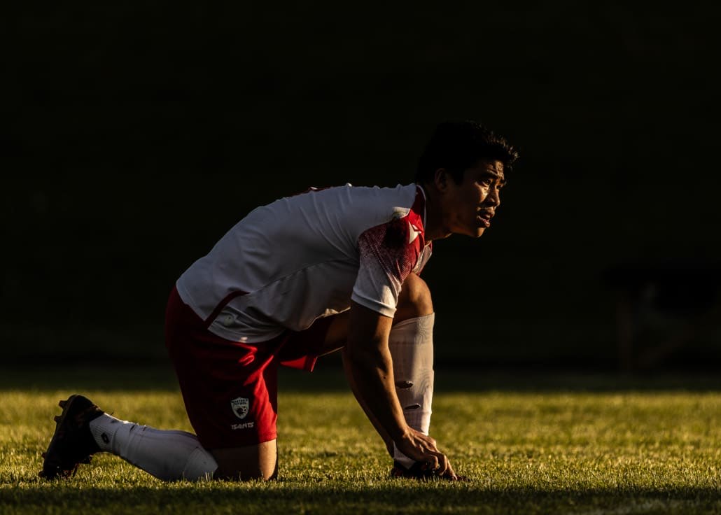 League1 Ontario soccer action between Masters FA and Guelph United on May 25, 2025 at Centennial Bowl in Guelph