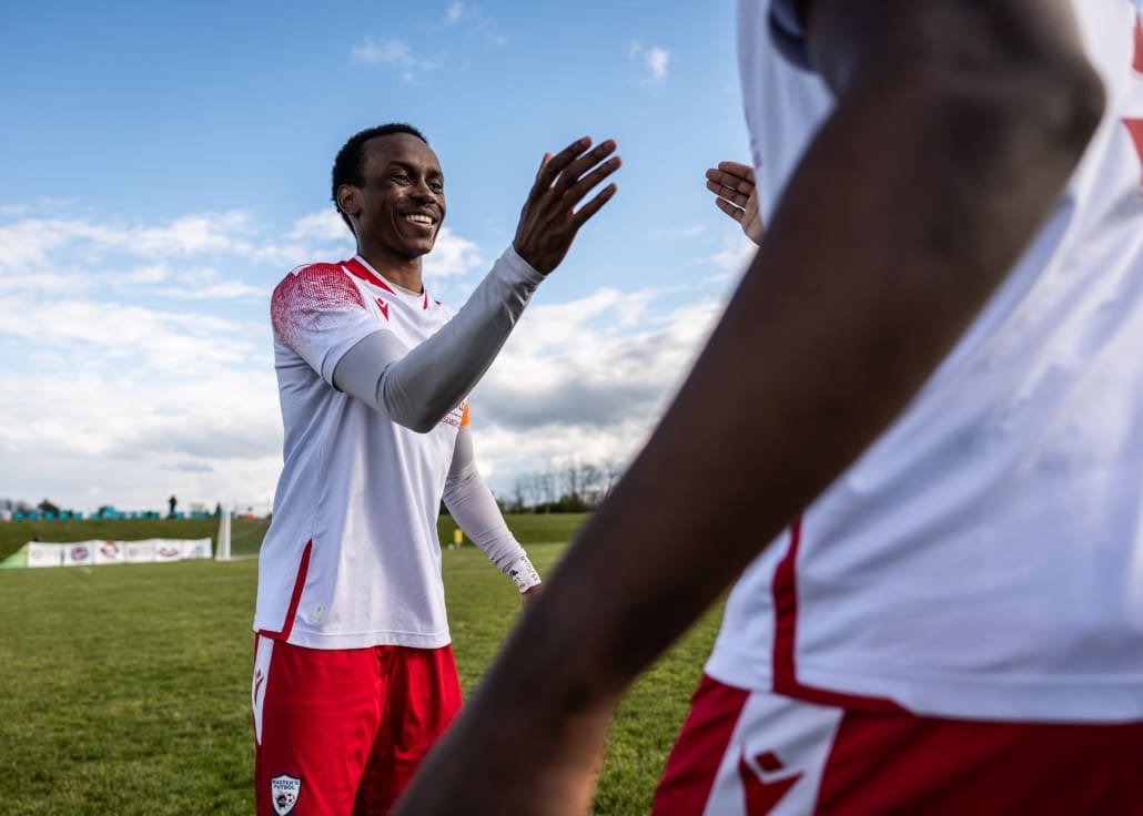 League1 Ontario soccer action between Masters FA and Guelph United on May 25, 2025 at Centennial Bowl in Guelph
