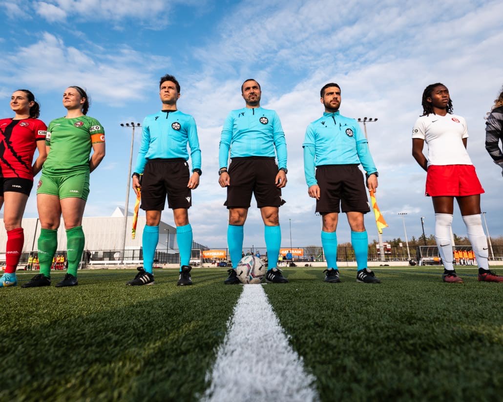 League1 Ontario action between NDC Ontario and North Mississauga SC on May 4, 2024 at Churchill Meadows in Mississauga