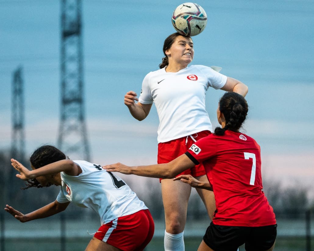 League1 Ontario action between NDC Ontario and North Mississauga SC on May 4, 2024 at Churchill Meadows in Mississauga