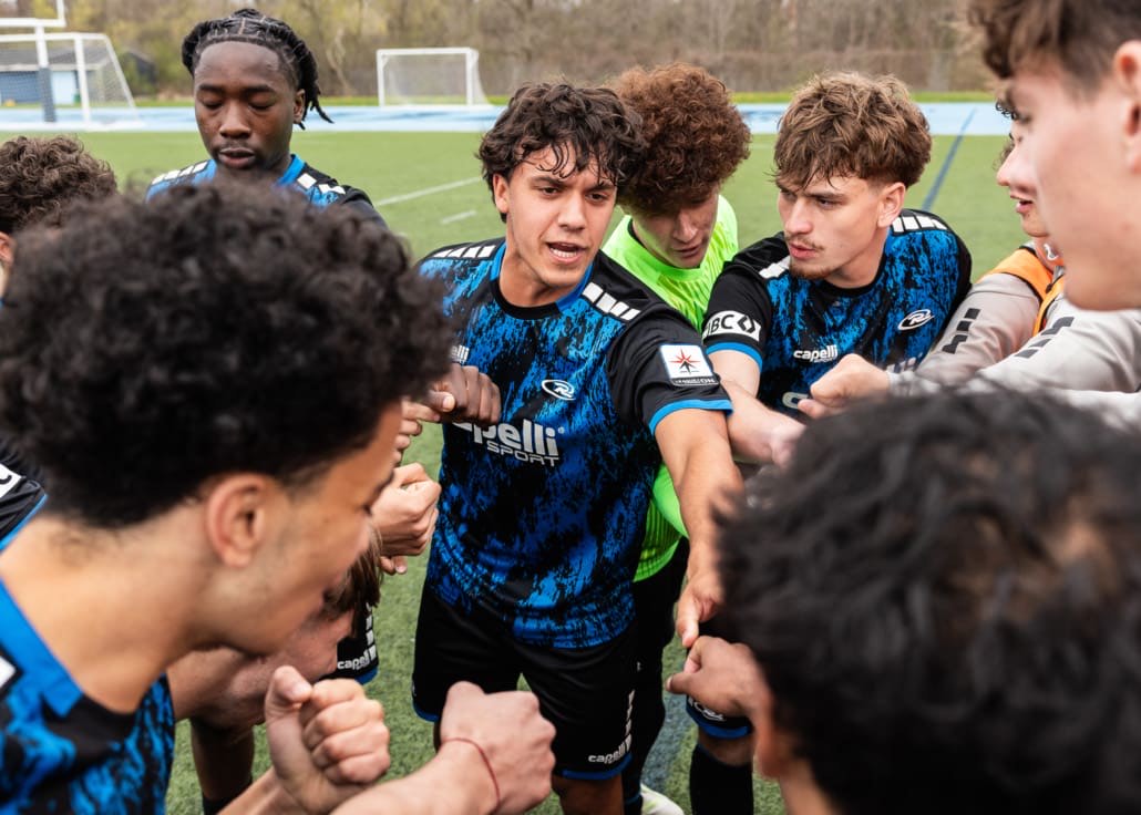 League1 Ontario soccer action between Oakville SC and Rush Academy on May 3, 2025 at Sheridan College in Oakville