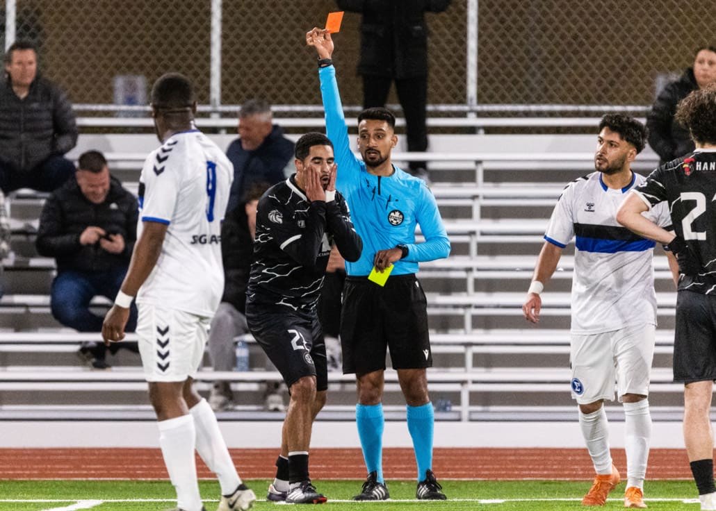 League1 Ontario soccer action between Sigma FC and Scrosoppi FC on April 22, 2025 at St. Kateri in Milton