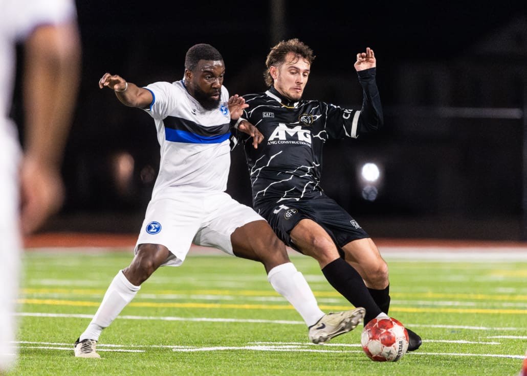 League1 Ontario soccer action between Sigma FC and Scrosoppi FC on April 22, 2025 at St. Kateri in Milton