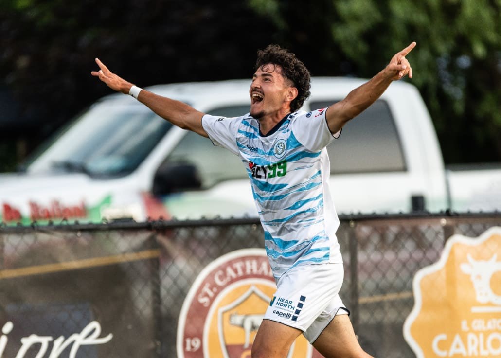 League1 Ontario soccer action between Simcoe Rovers and Roma Wolves on June 27, 2025 at Club Roma in St. Catharines