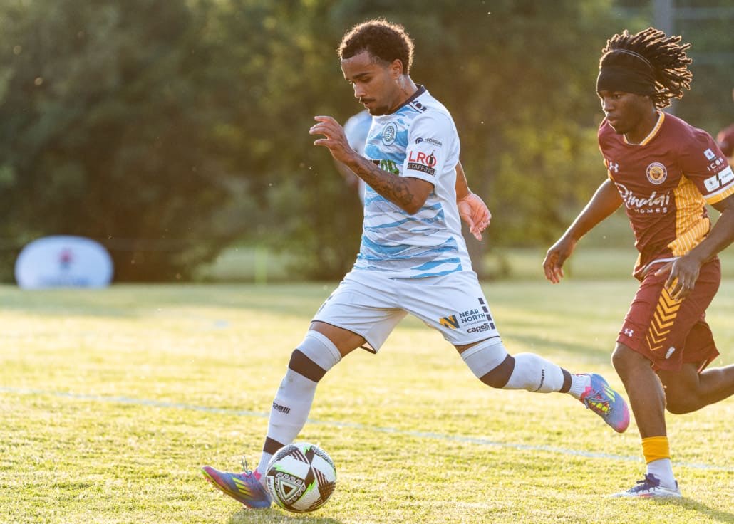League1 Ontario soccer action between Simcoe Rovers and Roma Wolves on June 27, 2025 at Club Roma in St. Catharines