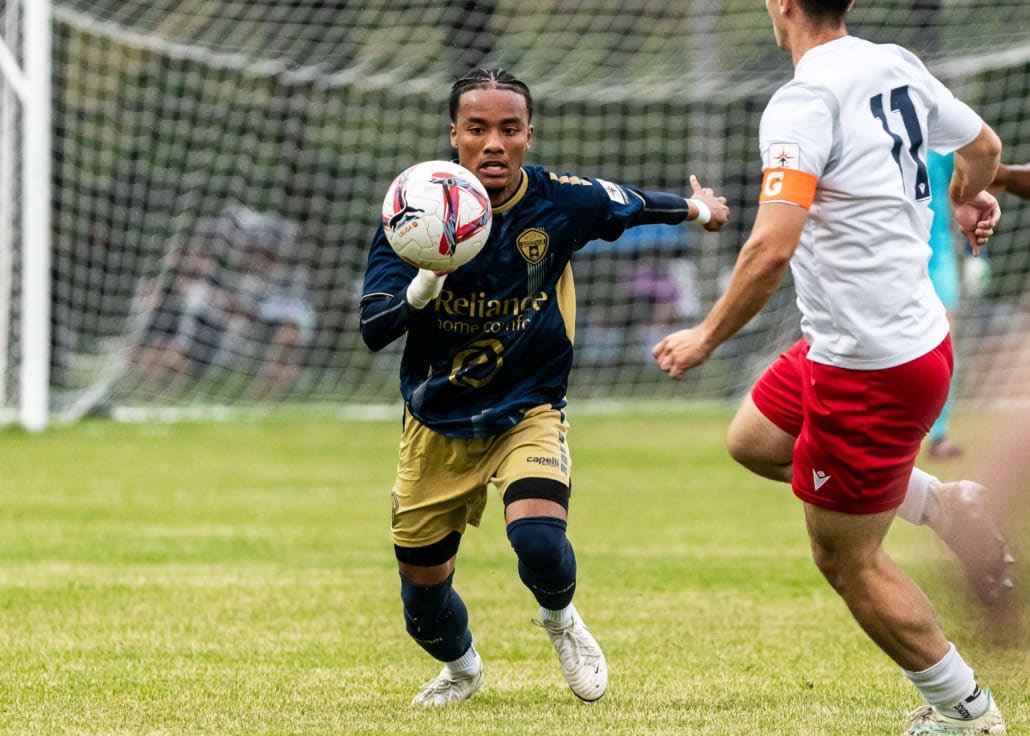 League1 Ontario soccer action between Vaughan Azzurri and Oakville SC on June 18, 2025 at Pine Glen Park in Oakville