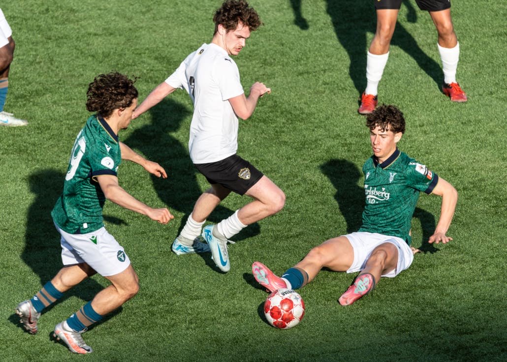 League1 Ontario soccer action between Waterloo United and York United Academy on April 27, 2025 at York Lions Stadium in Toronto