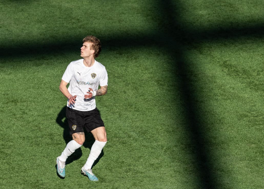 League1 Ontario soccer action between Waterloo United and York United Academy on April 27, 2025 at York Lions Stadium in Toronto