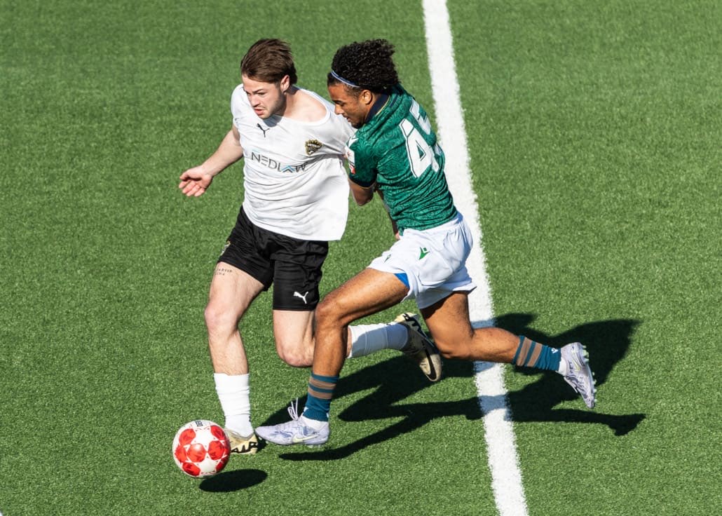 League1 Ontario soccer action between Waterloo United and York United Academy on April 27, 2025 at York Lions Stadium in Toronto