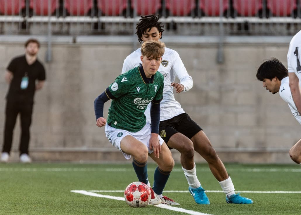 League1 Ontario soccer action between Waterloo United and York United Academy on April 27, 2025 at York Lions Stadium in Toronto