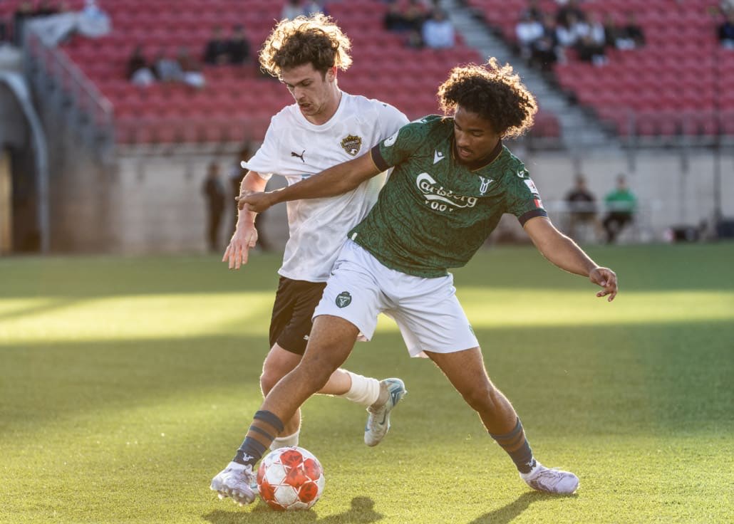 League1 Ontario soccer action between Waterloo United and York United Academy on April 27, 2025 at York Lions Stadium in Toronto