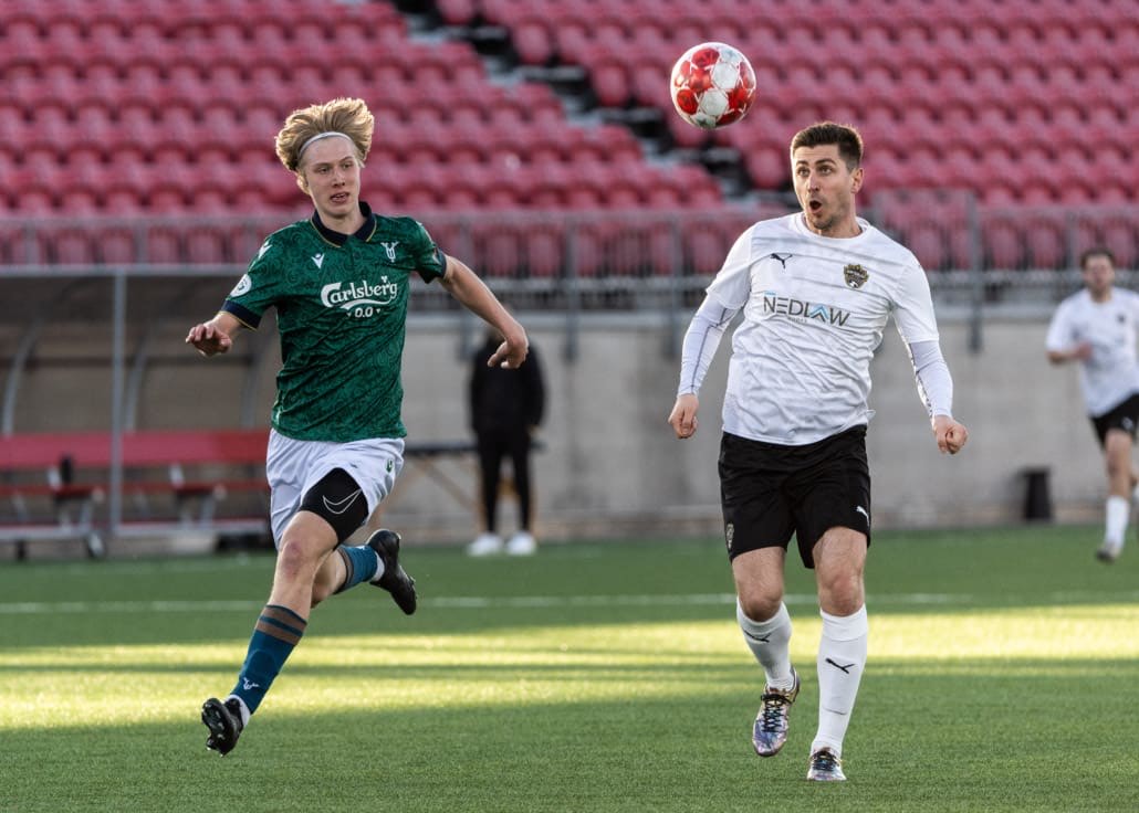 League1 Ontario soccer action between Waterloo United and York United Academy on April 27, 2025 at York Lions Stadium in Toronto