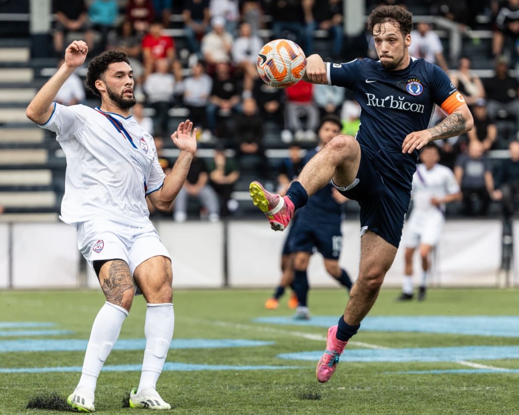 League1 Ontario soccer game between Oakville Blue Devils and Woodbridge Strikers