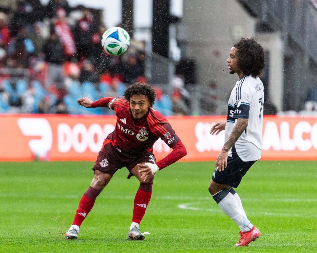 Major League Soccer action between the Vancouver Whitecaps and Toronto FC on March 29, 2025 at BMO Field in Toronto