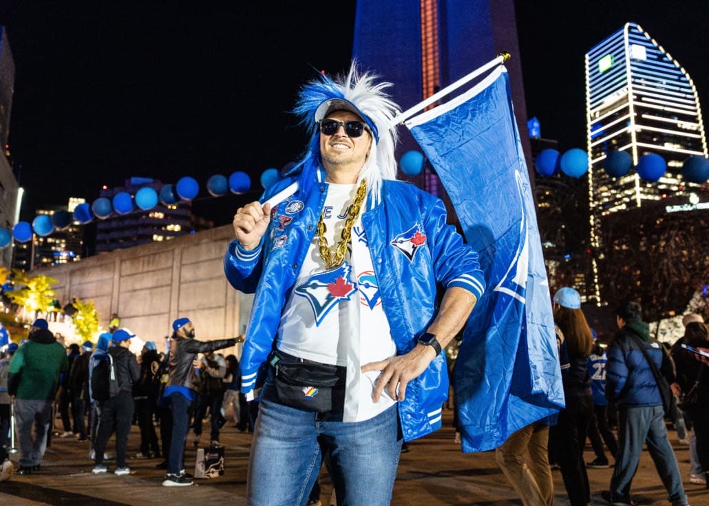 Major League Baseball World Series fan photos during baseball action between the Los Angeles Dodgers and Toronto Blue Jays on November 1, 2025 at Rogers Centre, Real Sports Bar, and Nathan Phillips Square