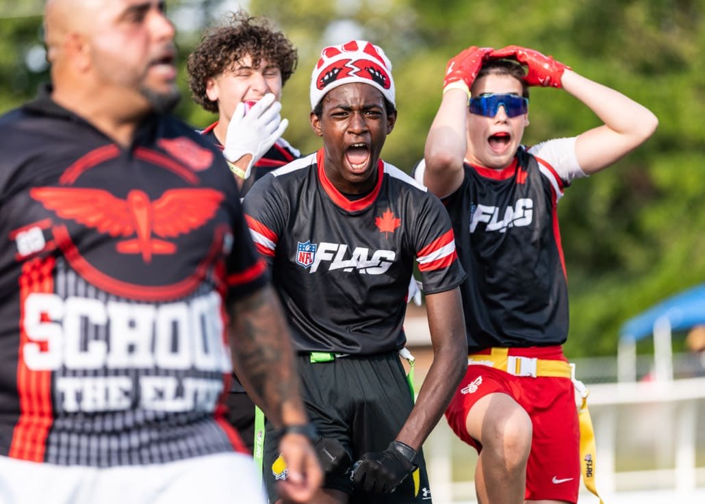 NFL Flag Regionals in flag football action on July 12, 2025 at Algonquin College in Ottawa