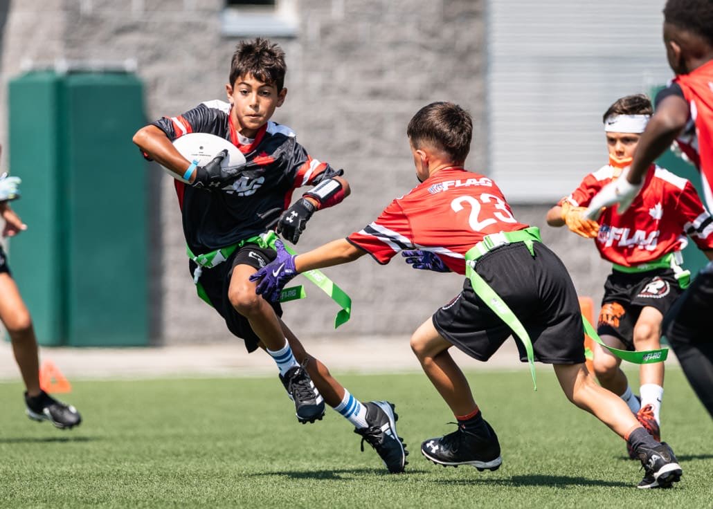 NFL Flag Regionals in flag football action on July 12, 2025 at Algonquin College in Ottawa