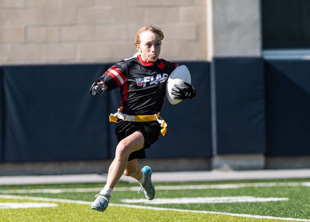 NFL Flag Regionals in flag football action on June 1, 2025 at Notre Dame Secondary School in Vancouver